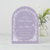 All in One Floral Arch Garden Wedding Lavender Einladung (Stehend Vorderseite)