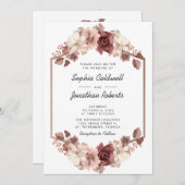 All in one floral Eukalyptus Rose Gold Wedding Einladung (Vorne/Hinten)