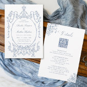 All in One Floral Frame Blue Wedding               Einladung