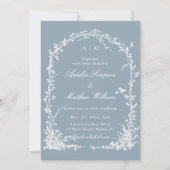 All in One Floral Garden Wedding Arch Dusty Blue  Einladung (Vorderseite)