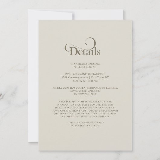 All in One Flower and Pearls Wedding Einladung (Rückseite)