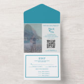 All in One Foto Blue Wedding Einladung QR Code (Innen Boden)