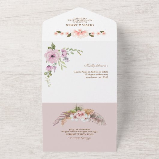 All-in-One Foto Hochzeitseinladung mit QR-Code All In One Einladung (Außenbereich)