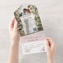 All-in-One Foto Hochzeitseinladung mit QR-Code All In One Einladung