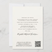 All in one Foto QR Code Cream Hochzeitsempfang Einladung (Rückseite)