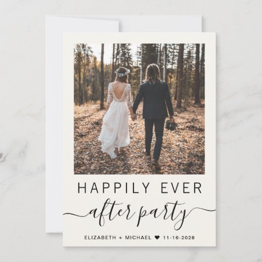 All in one Foto QR Code Cream Hochzeitsempfang Einladung (Vorderseite)