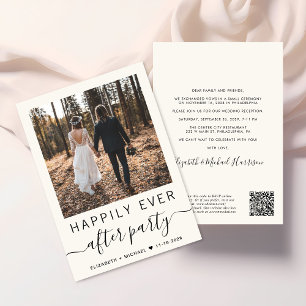 All in one Foto QR Code Cream Hochzeitsempfang Einladung