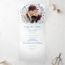 All in One French Blue Grey Floral Wreath Wedding