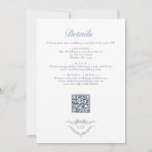 All in one French Dusty Blue QR Code Wedding Einladung (Rückseite)