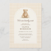All in One Gingham Bearly Wait Baby Shower Einladung (Vorderseite)