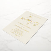 All in One Gold Calligrafy Cream Wedding Folieneinladung (Gedreht)