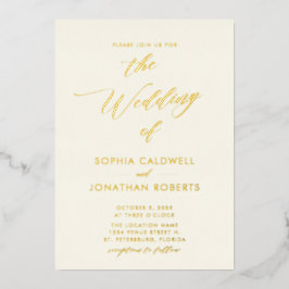 All in One Gold Calligraphy on Cream Wedding Folieneinladung