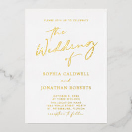 All in One Gold Calligraphy Script Wedding Folieneinladung