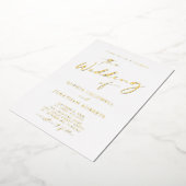 All in One Gold Calligraphy Script Wedding Folieneinladung (Gedreht)