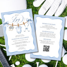 All In One Golf Blue Wäscheleine Baby Shower