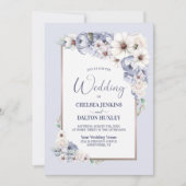 All in one gray floral Wedding Einladung (Vorderseite)