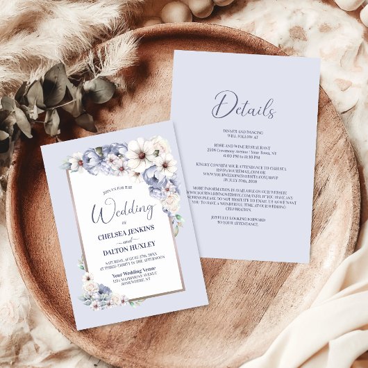 All in one gray floral Wedding Einladung