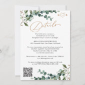 All-In-One Greenery Gold Geometric QR Code Wedding Einladung (Rückseite)