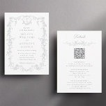 All in One Grey French Floral Wedding Einladung<br><div class="desc">Elegante viktorianische Blumen-Hochzeitseinladung mit Details auf der Rückseite. Für eine weiter gehende Anpassung dieses Designs klicken Sie bitte auf die Schaltfläche "DESIGN TOOL" oben!</div>