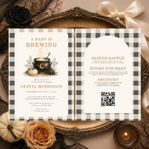 All in One Halloween Baby is Brewing Baby Shower Einladung