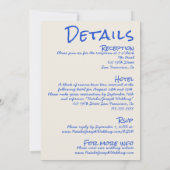 All In One Hand Drawn Blue Cake Bows Wedding Einladung (Rückseite)