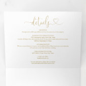 All in one Heart Script Gold Hochzeit Dreifach Gefaltete Einladung (Innen Erste Seite)