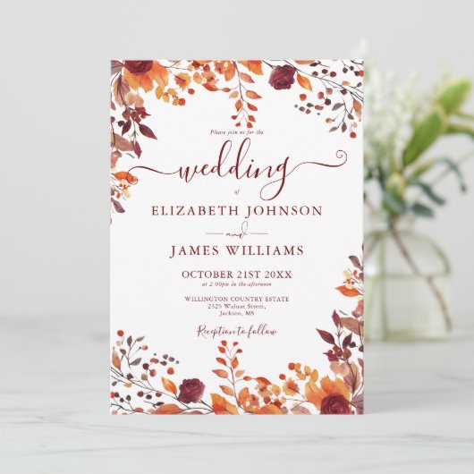 All in one Herbst Fall Blumenzwiebeln Blätter Hoch Einladung (Stehend Vorderseite)