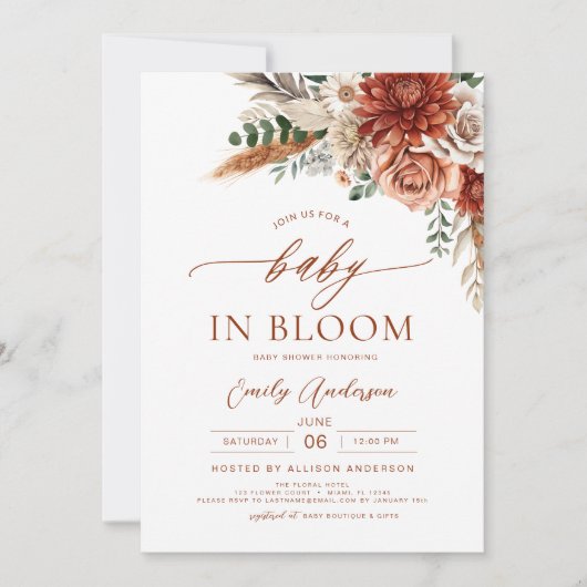 All in one Herbst Wildblume Baby in Blütendusche Einladung (Vorderseite)