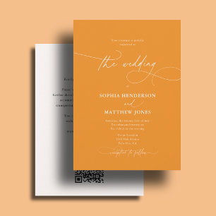 All In One Hochzeit Bold Elegant Schrift Orange Einladung