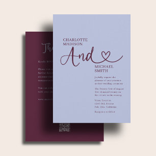 All In One Hochzeit Fette Periwinkle Pflaume Herz Einladung