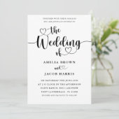 All-in-One-Hochzeit in Schwarz-Weiß-Kalligrafie Einladung (Stehend Vorderseite)