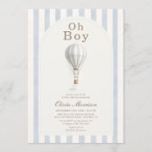 All in One Hot Air Balloon Oh Boy Baby Shower Einladung (Vorderseite)