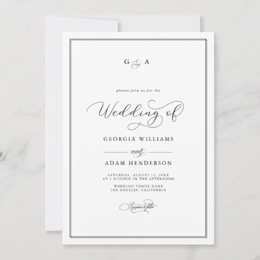 All-in-One-Kalligraphie-Ampersand-Monogramm-Hochze Einladung (Vorderseite)