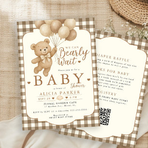All in one kaum warten brauner Bär Baby Shower Einladung