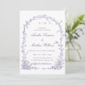 All in One Lavender Botanical Arch Garden Wedding  Einladung (Stehend Vorderseite)