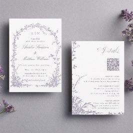 All in One Lavender Botanical Arch Garden Wedding  Einladung