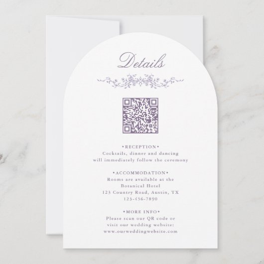 All in One Lavender Botanical Garden Wedding Arch Einladung (Rückseite)