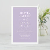 All in One Lavender Lila QR-Code Hochzeit Einladung (Stehend Vorderseite)