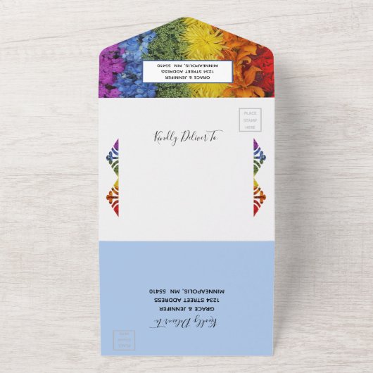 All in one LIEBE Blue Themed Same Wedding Einladung (Außenbereich)