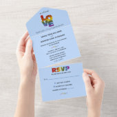 All in one LIEBE Blue Themed Same Wedding Einladung (Abreißen)