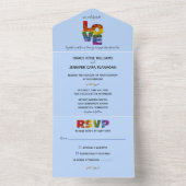 All in one LIEBE Blue Themed Same Wedding Einladung (Innen Boden)