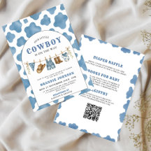 All in One Little Cowboy Blue QR Code Baby Shower