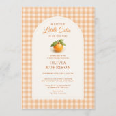 All in One Little Cutie Orange Gingham Baby Shower Einladung (Vorderseite)