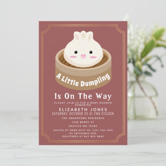 All in One Little Dumpling Baby Shower QR Code Einladung (Stehend Vorderseite)