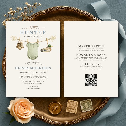 All in One Little Hunter Clothesline Baby Shower Einladung