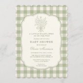 All in One Little Wildflower Gingham Baby Shower Einladung (Vorderseite)