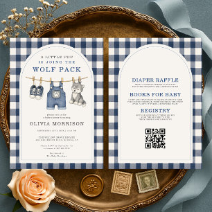 All in One Little Wolf Gingham Baby Shower Einladung