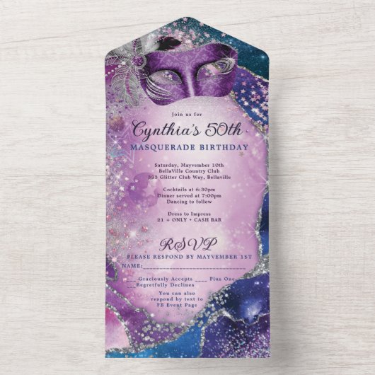 ALL IN ONE Masquerade Party Einladung (Innen Boden)