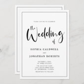 All in One mit Details Kalligrafie-Border-Hochzeit Einladung (Vorne/Hinten)