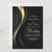 All in One Modern Black and Gold Wedding Einladung (Vorderseite)